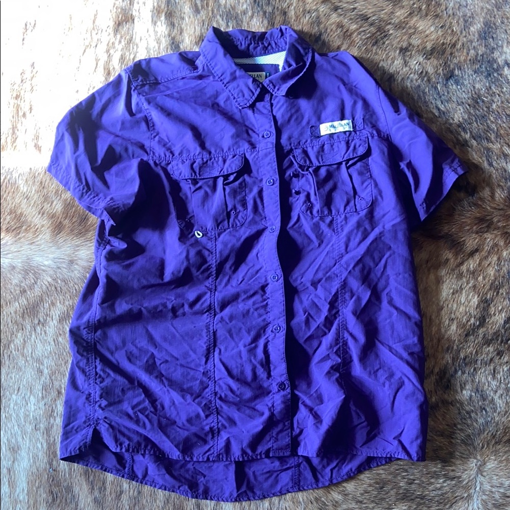 Purple Short Sleeve Fishing Shirt
